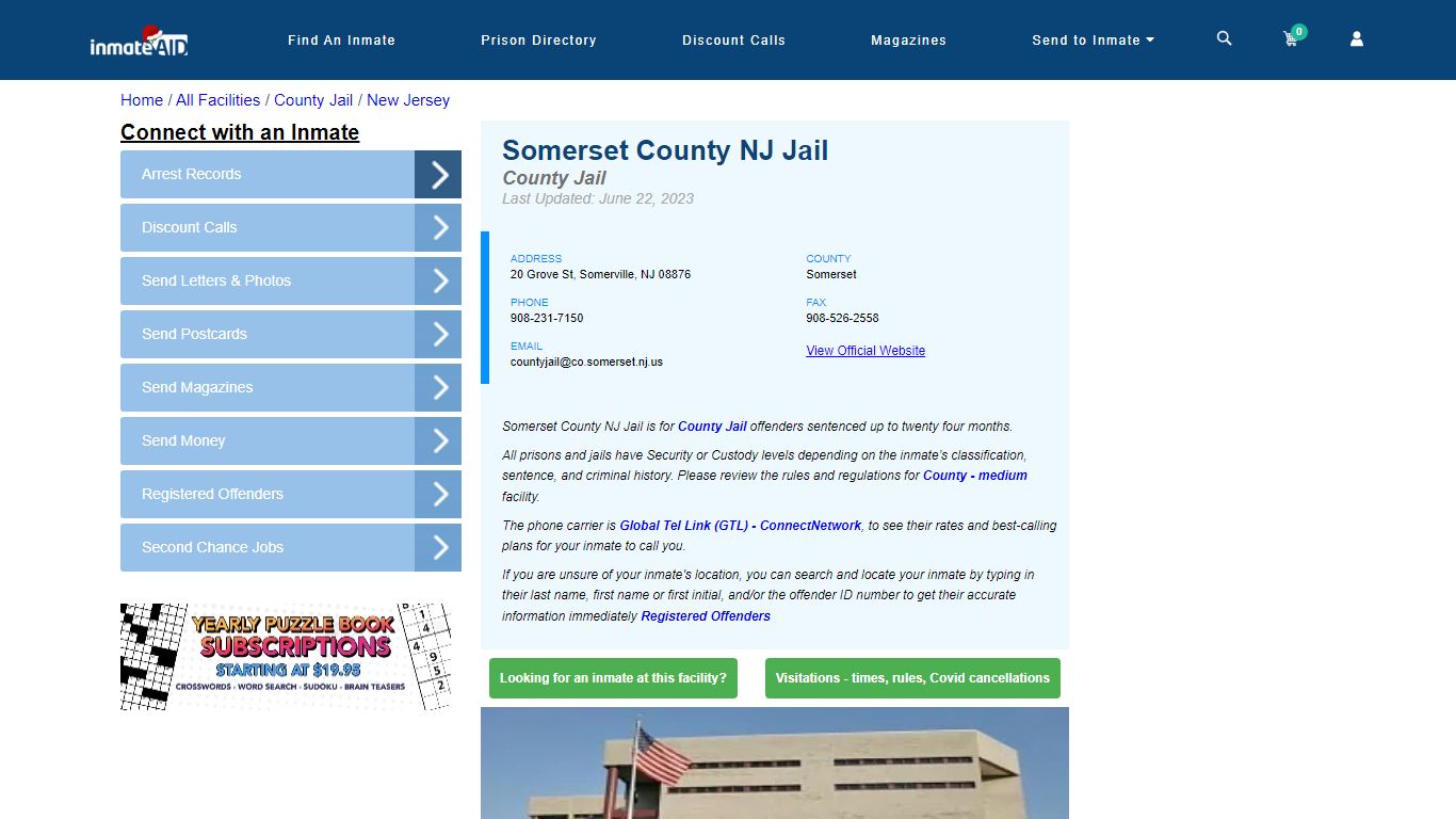 Somerset County NJ Jail - Inmate Locator - Somerville, NJ